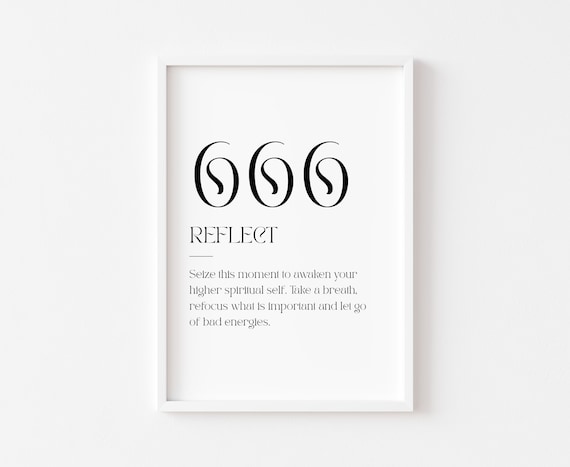 666 Angel Number Reflect Minimalist Typography Spiritual Poster
