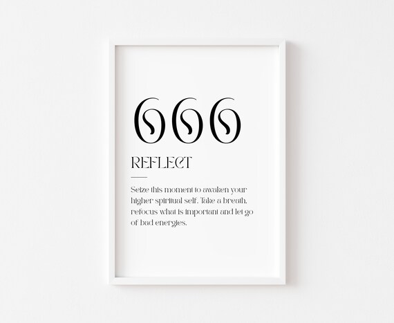 Angel Numbers Wall Art Number Poster 666 Print Universe Affirmation Bedroom Trendy Prints Reflect