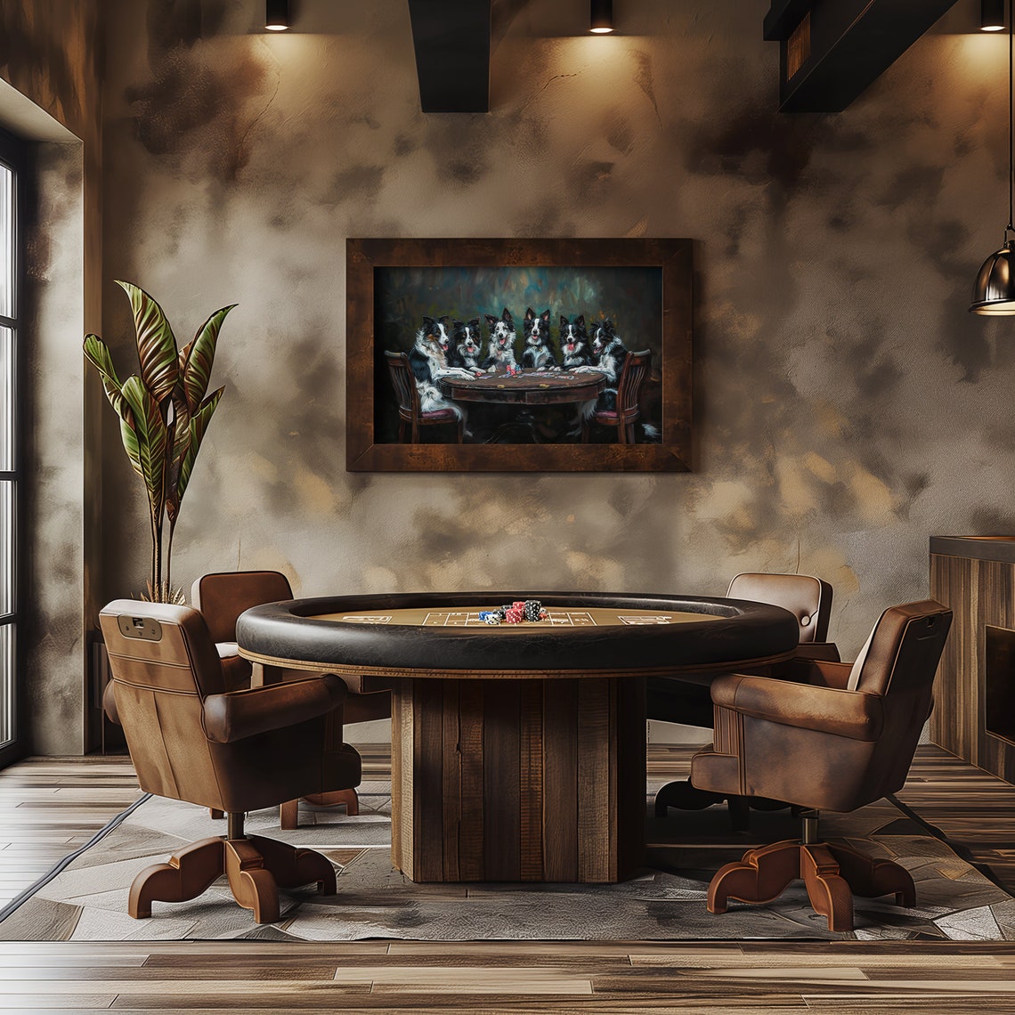 Border Collies Playing Poker Funny Dogs Card Game Decor Poster - Image 2