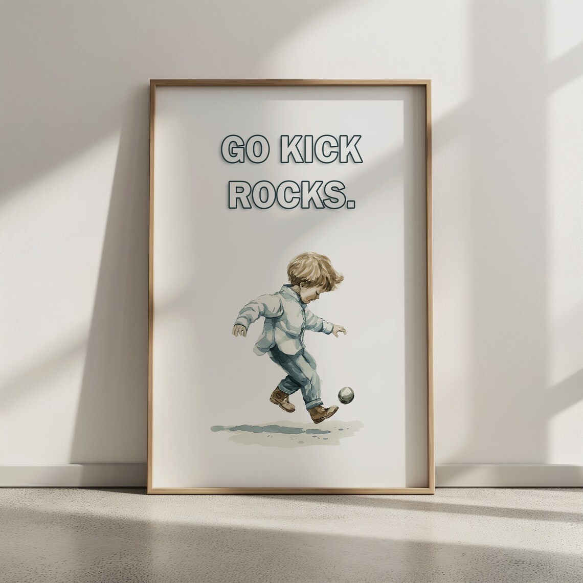 Go Kick Rocks Funny Wall Art Go Kick Rocks Print Humorous Decor Boy Kicking Rocks Print - Image 3