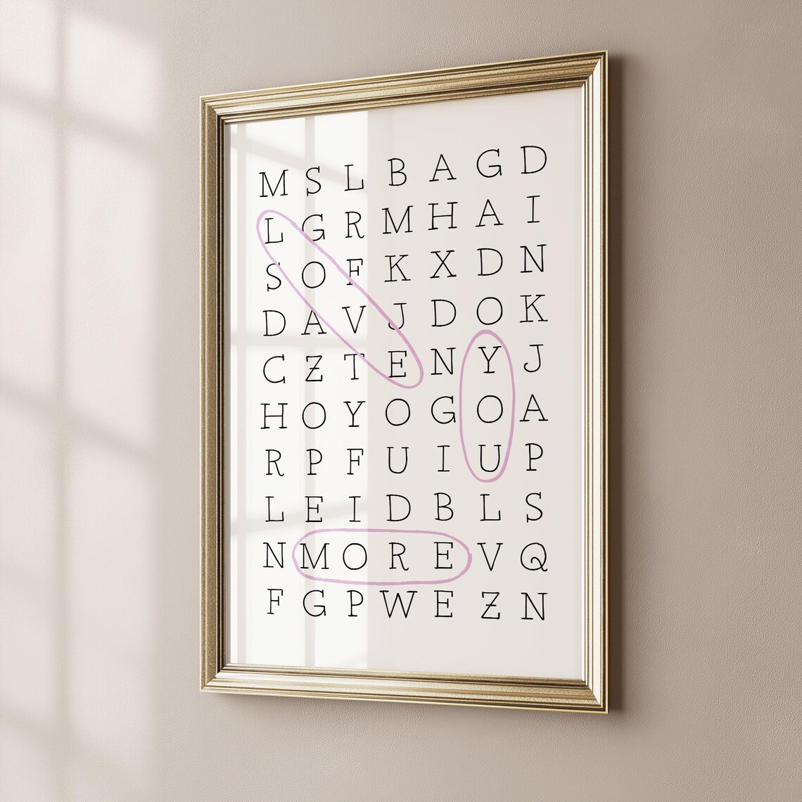 Love You More Word Search Puzzle Hidden Words Romantic Art Print - Image 3