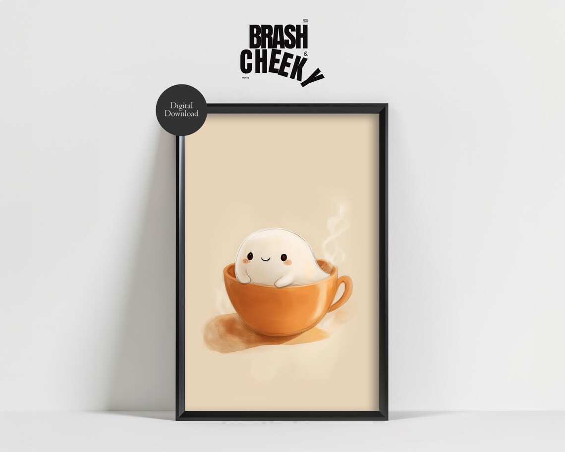 Cute Ghost Coffee Bar Boos Brew Print Halloween Wall Art Halloween Coffee Decor Ghost Mug Art - Image 4