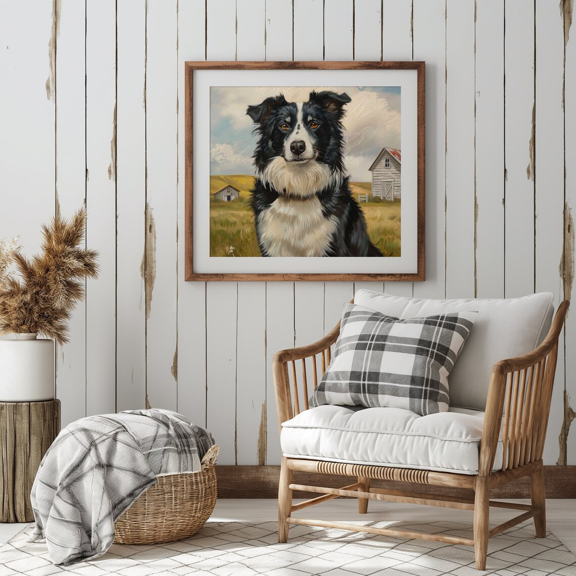 Border Collie Farm Dog Painting Herding Dog Barn Field Art Poster - Image 2