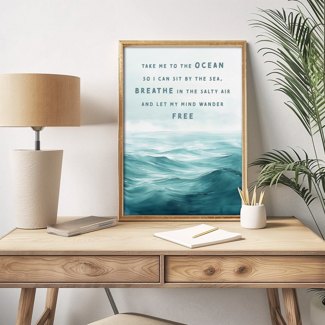 Take Me to the Ocean Breathe Salty Air Coastal Wave Decor Poster - Image 2