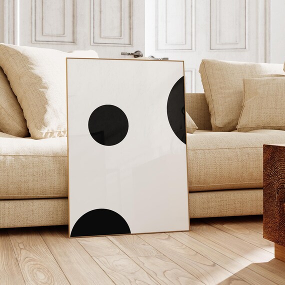 Abstract Art Geometric Circle Gallery Wall Decor Minimalist Print Black Art Design For Living Room Trendy Modern Aesthetic Room Decor