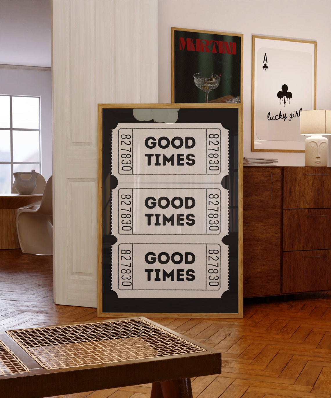 Good Times Vintage Admit One Tickets Black Retro Decor Poster - Image 2