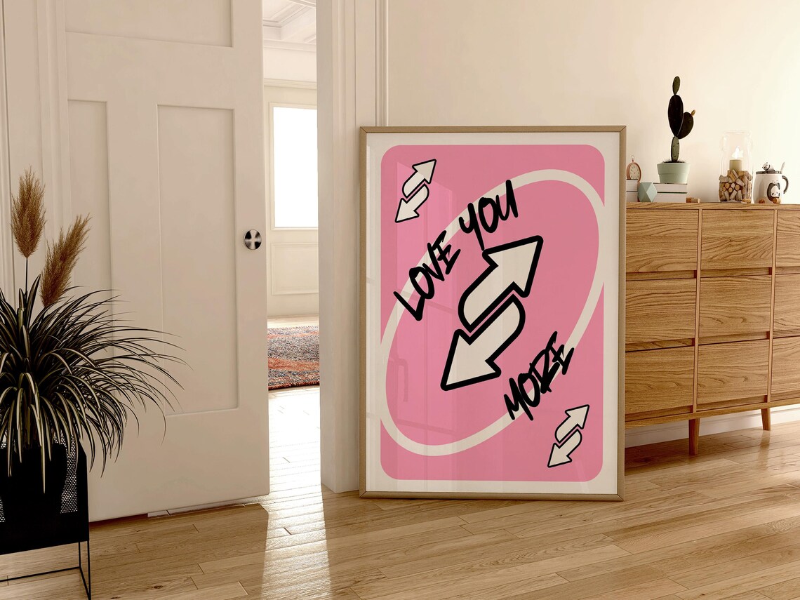 Love You More Pink Retro Playing Card Art Print - Image 2