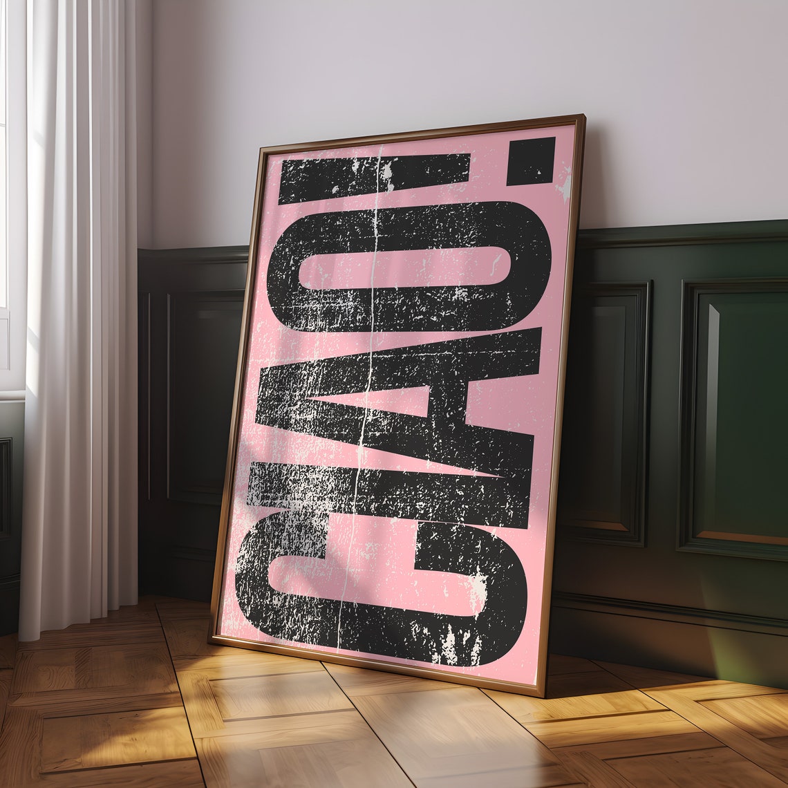 Ciao Distressed Typography Pink Black Retro Girly Quote Poster - Image 4
