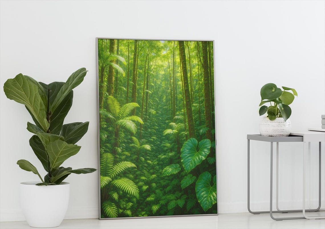 Tropical Jungle Forest Sunlight Lush Green Botanical Nature Art Print