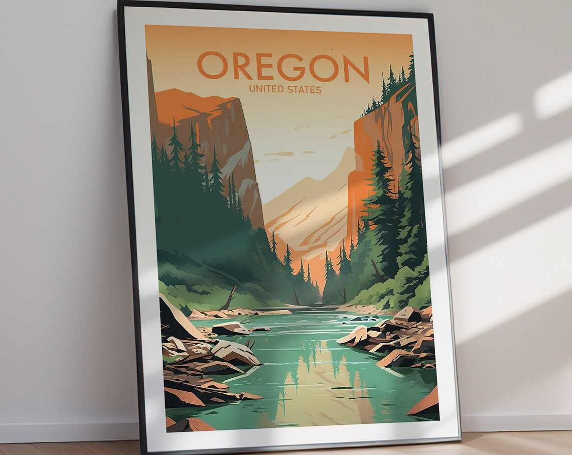 Oregon Travel Poster, United States Travel Art - Image 2