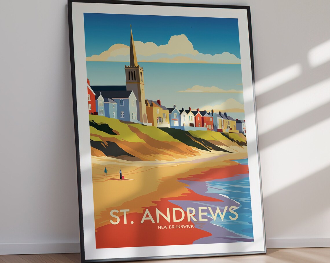St Andrews New Brunswick Harbor Town Beach Sunset Travel Poster - Image 2