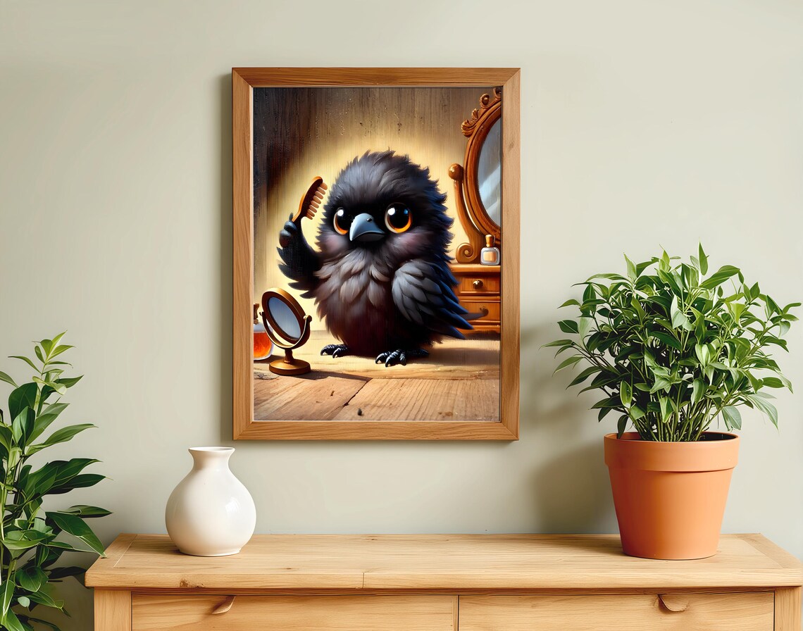 Crow Brushing Feathers Animal Life Poster