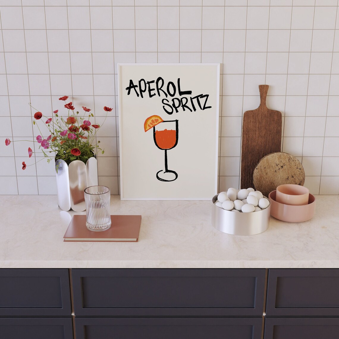 Aperol Spritz Minimalist Cocktail Poster, Bar Art Print - Image 2