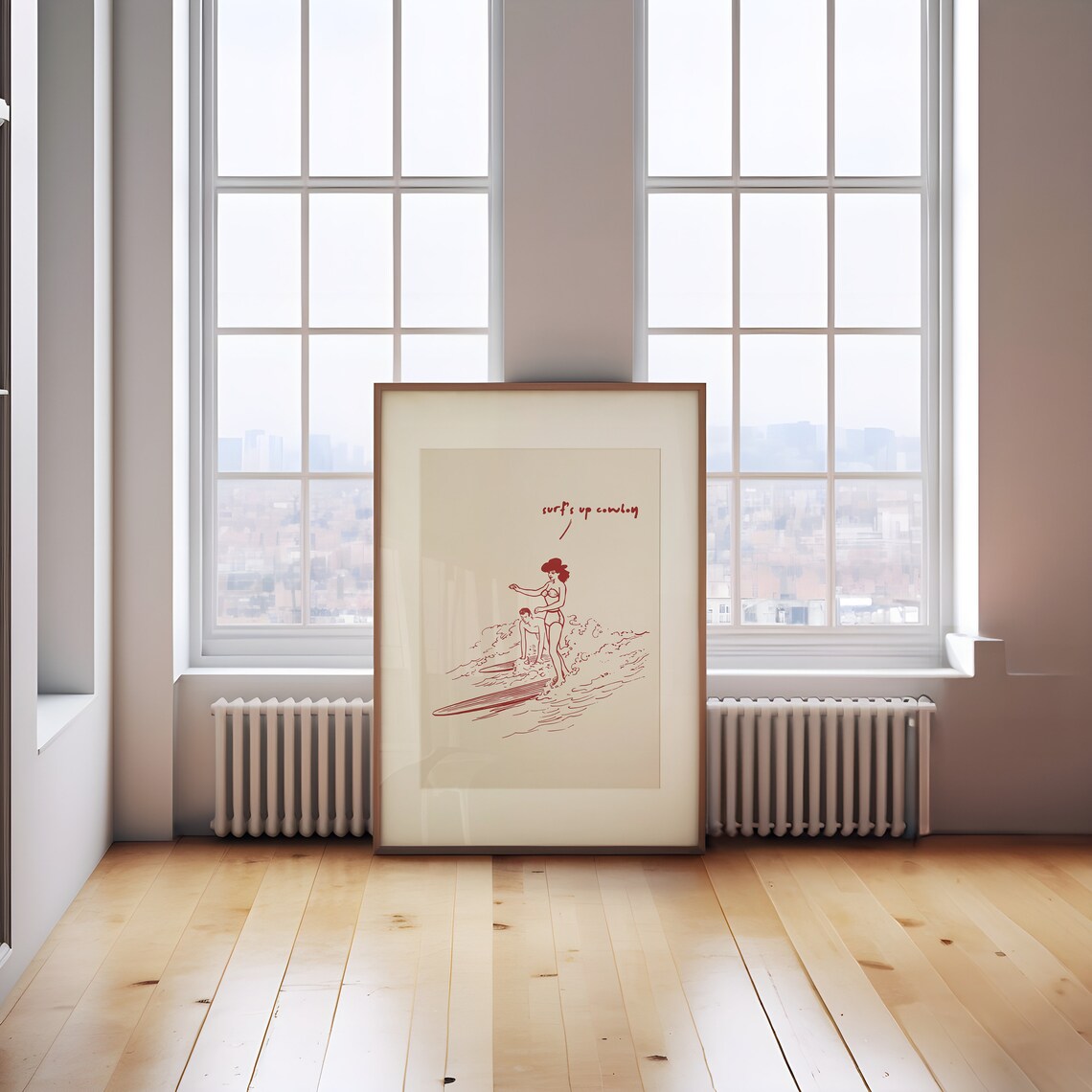 Vintage Western Surfing Poster, Retro Cowboy Print - Image 4