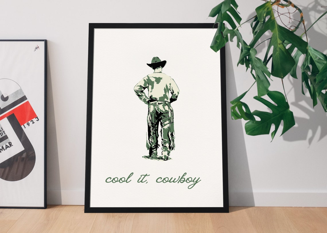 Cool It Cowboy Vintage Western Typography Script Quote Wall Art - Image 3