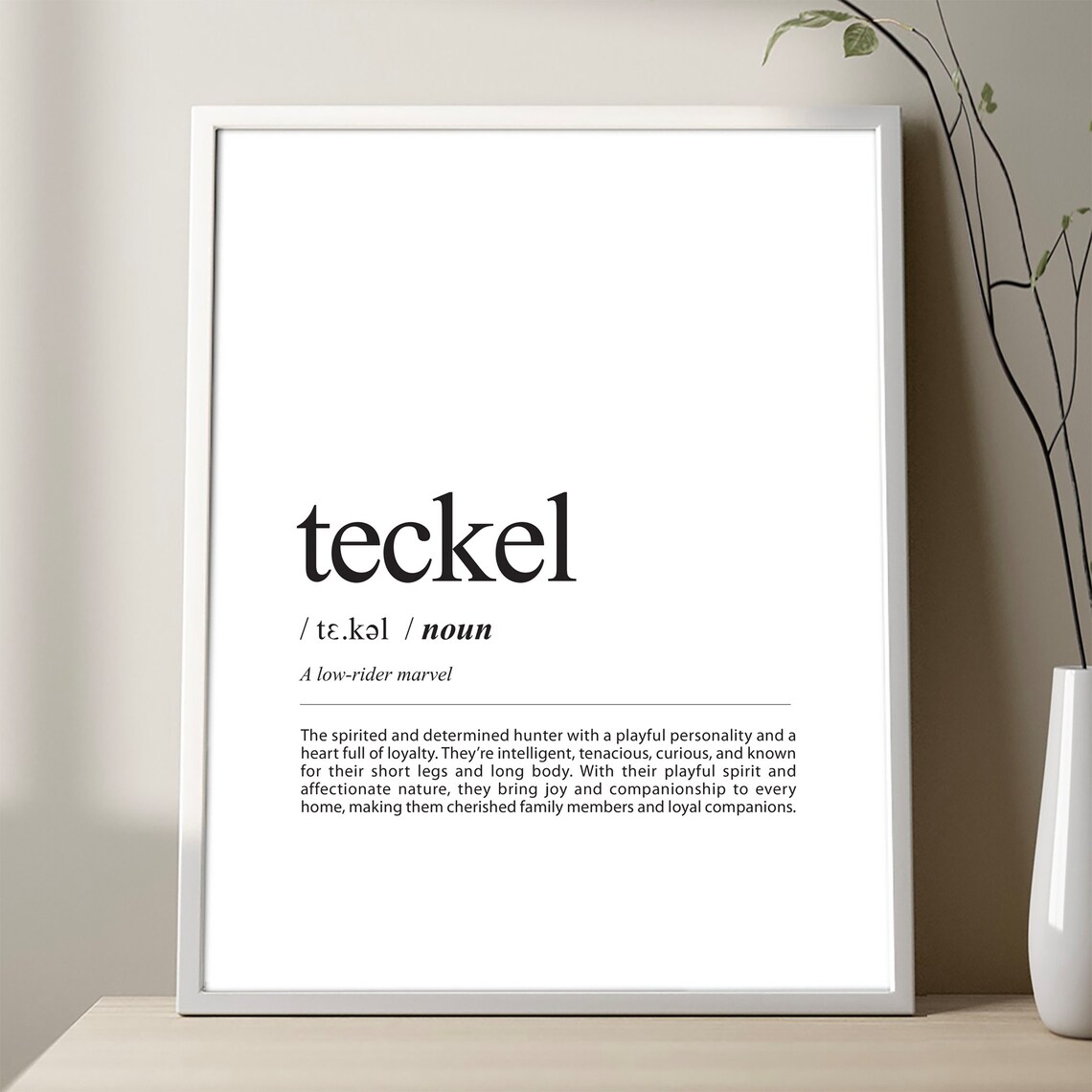 Teckel Definition Poster Dachshund Breed Dictionary Style Minimalist Dog Wall Decor