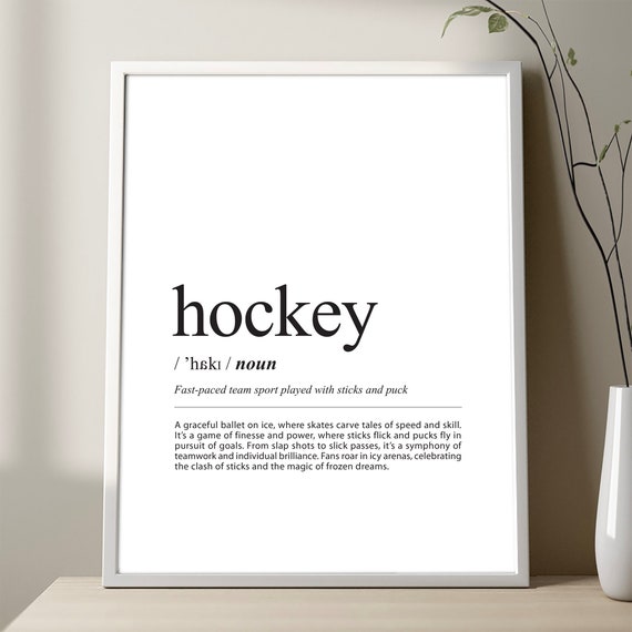Hockey Definition Poster Print Minimalist Ice Wall Decor Sport Dictionary