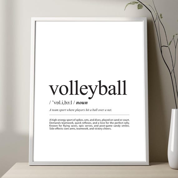 Volleyball Definition Poster Art Print Sport Wall Decor