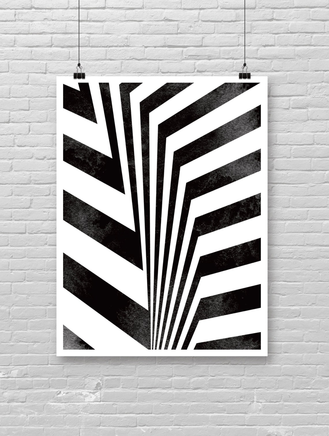 Black White Geometric Optical Illusion Lines Modern Abstract Poster