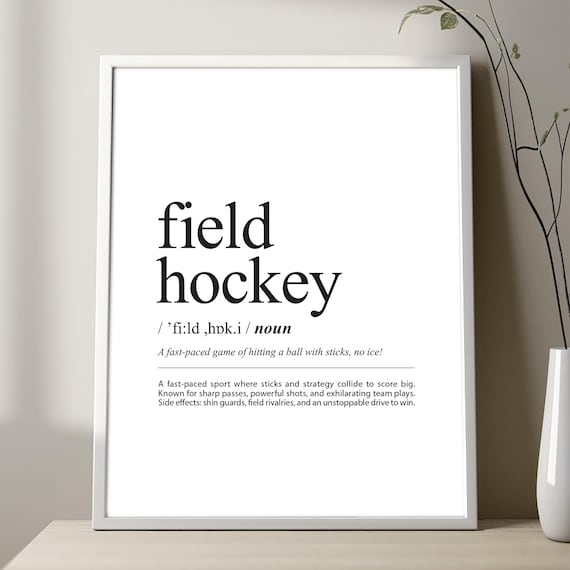 Field Hockey Dictionary Definition Minimalist Sports Typography Poster