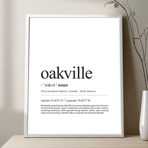 Oakville Definition Print City Poster Minimalist Canada Travel Decor