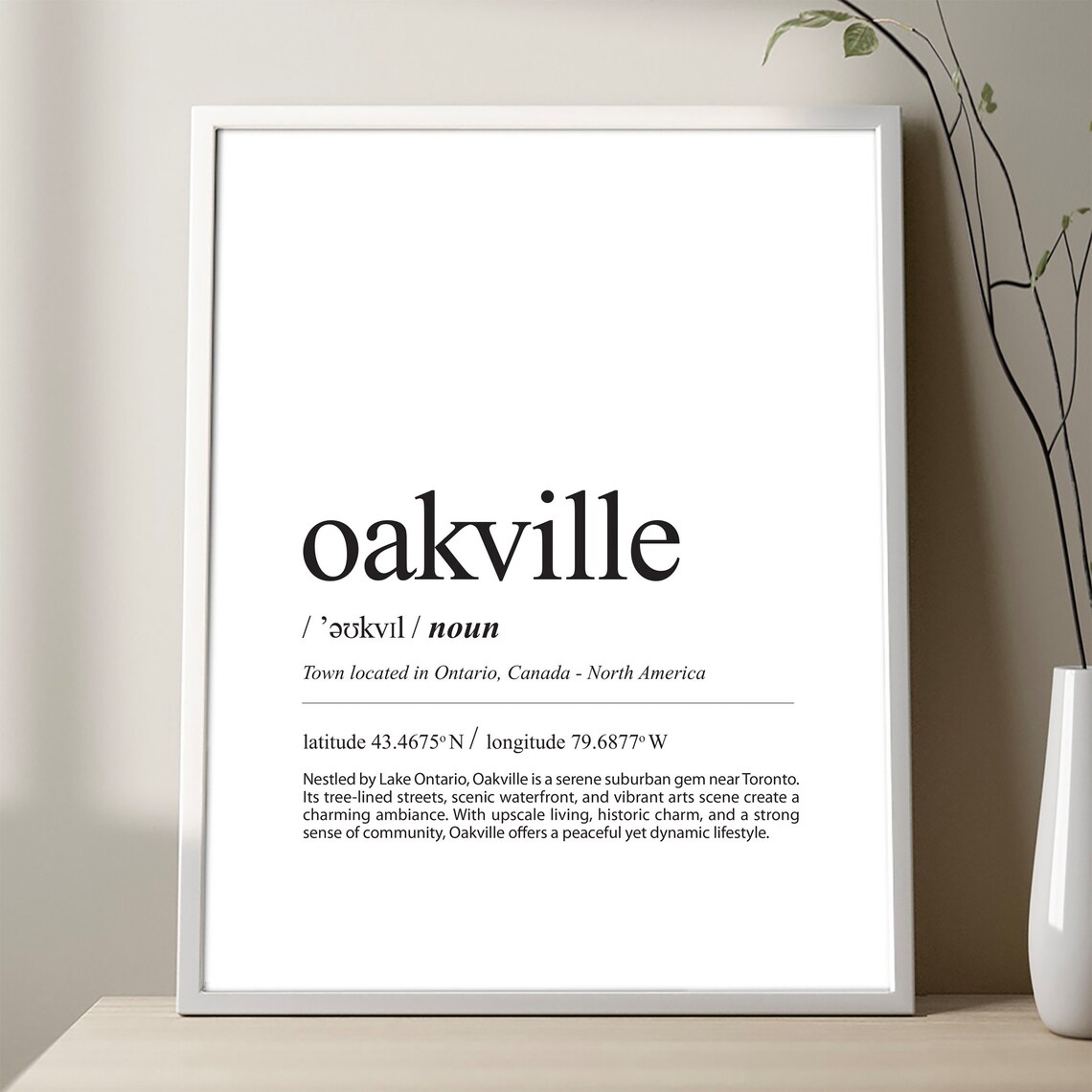 Oakville Ontario Town Dictionary Definition Typography Poster Art