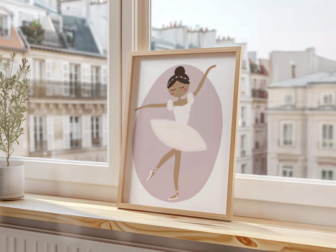 Ballerina Stella Art Print Ballerina Art Print Nursery Ballerina Wall Art Little Girl Personalized Ballerina Art - Image 3