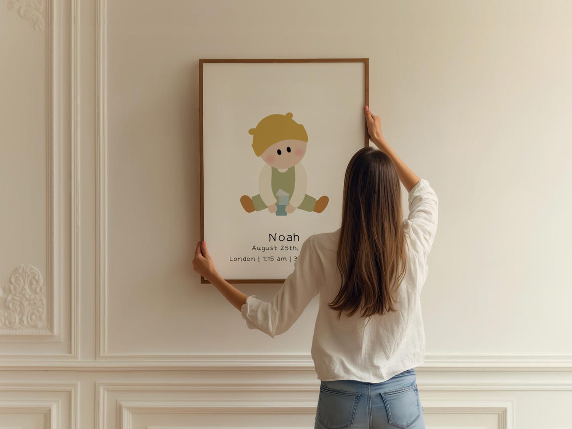 Baby Boy Birth Stats Personalized Newborn Nursery Wall Art Print - Image 2