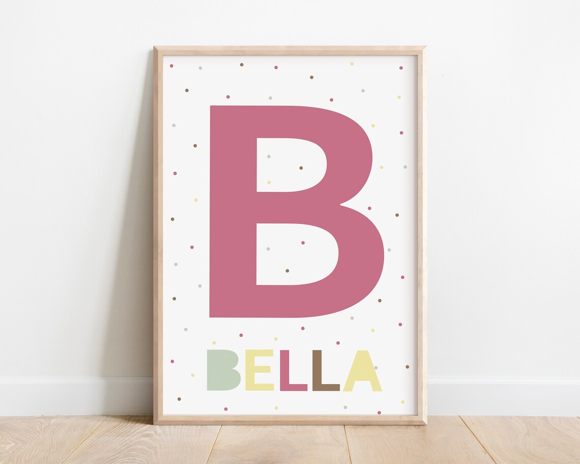 Girl Name Personalized Initial Nursery Art Print