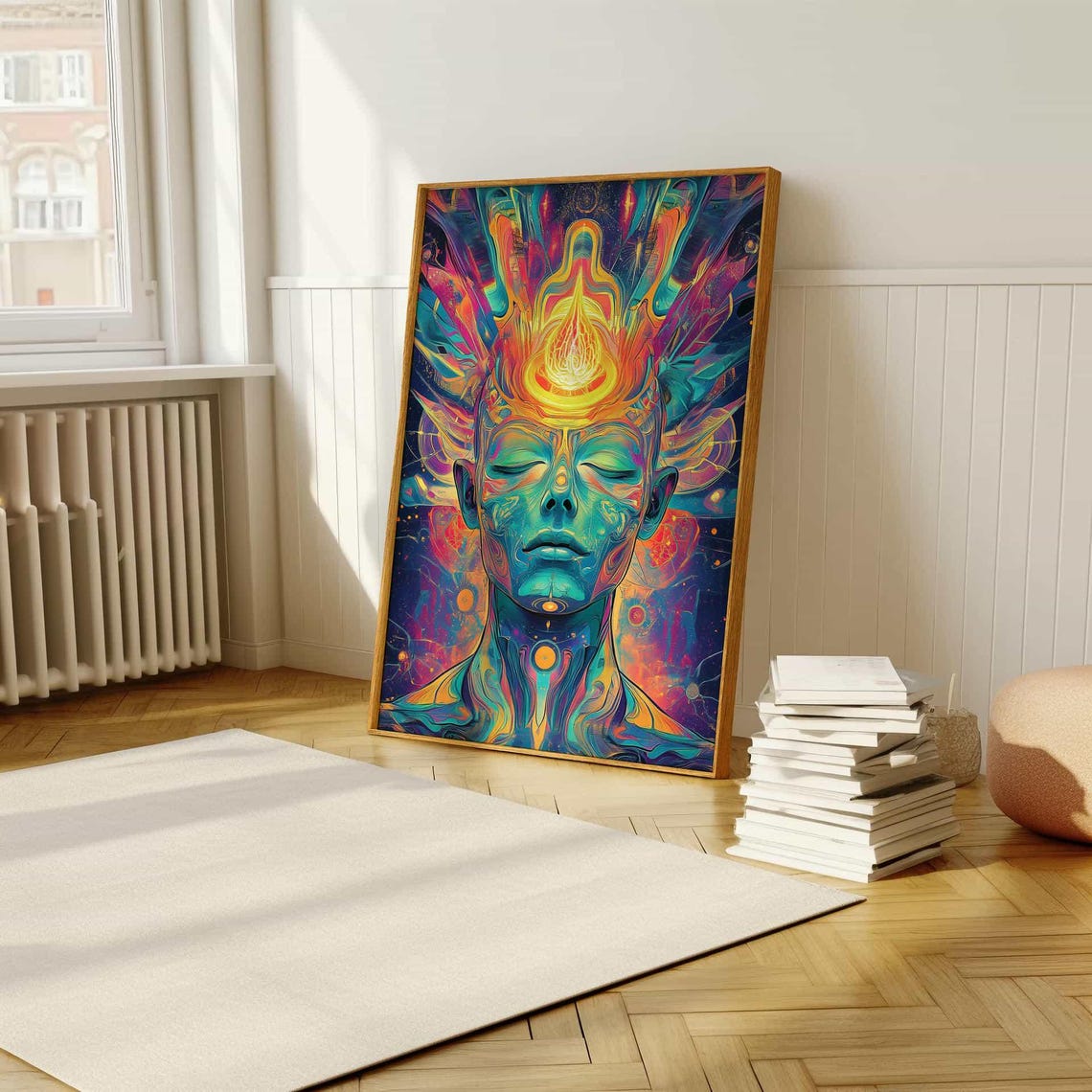 Cosmic Crowned Head Psychedelic Bold Vibrant Modern Art Poster - Image 5