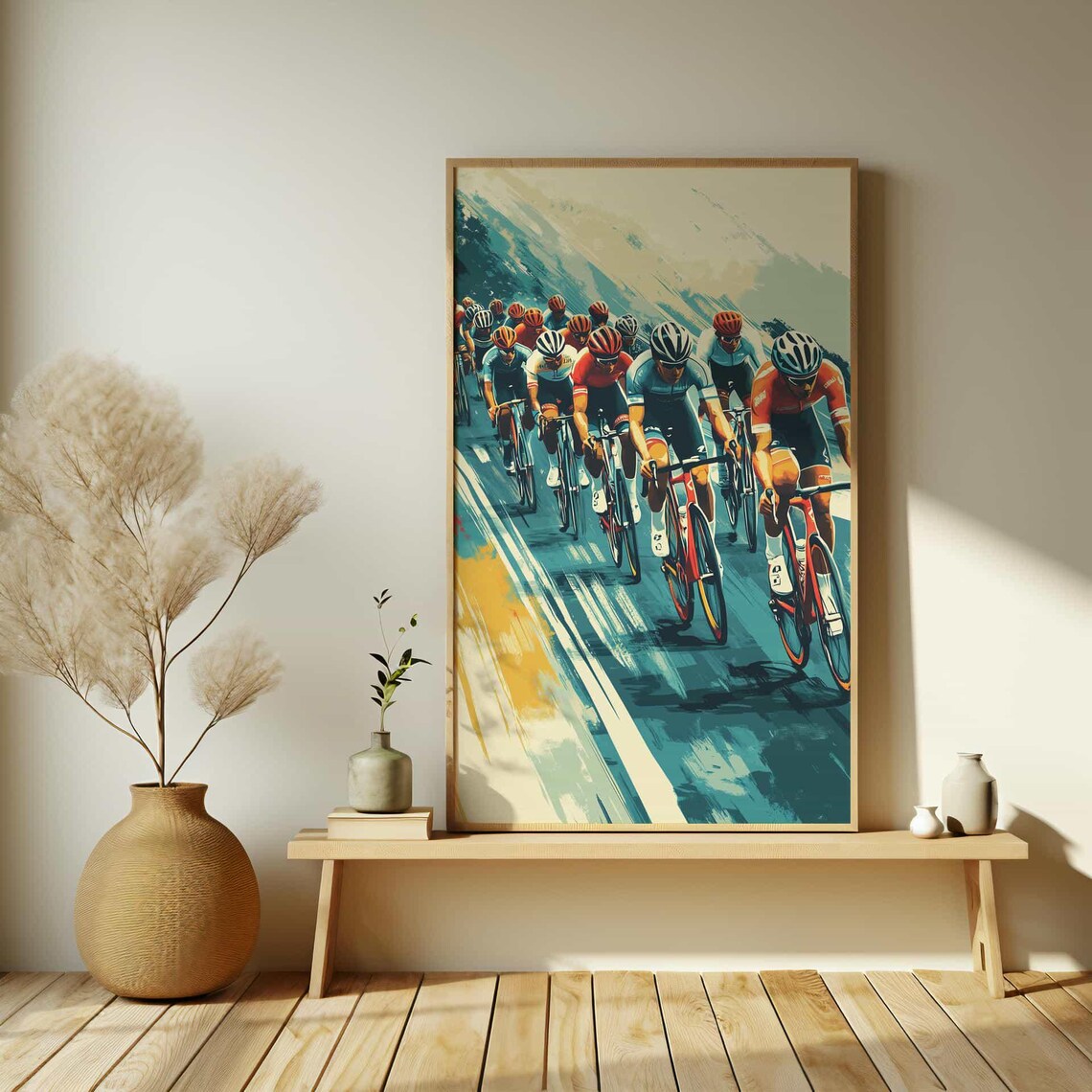 Road Cycling Race Peloton Retro Style Sports Illustration Poster - Image 5