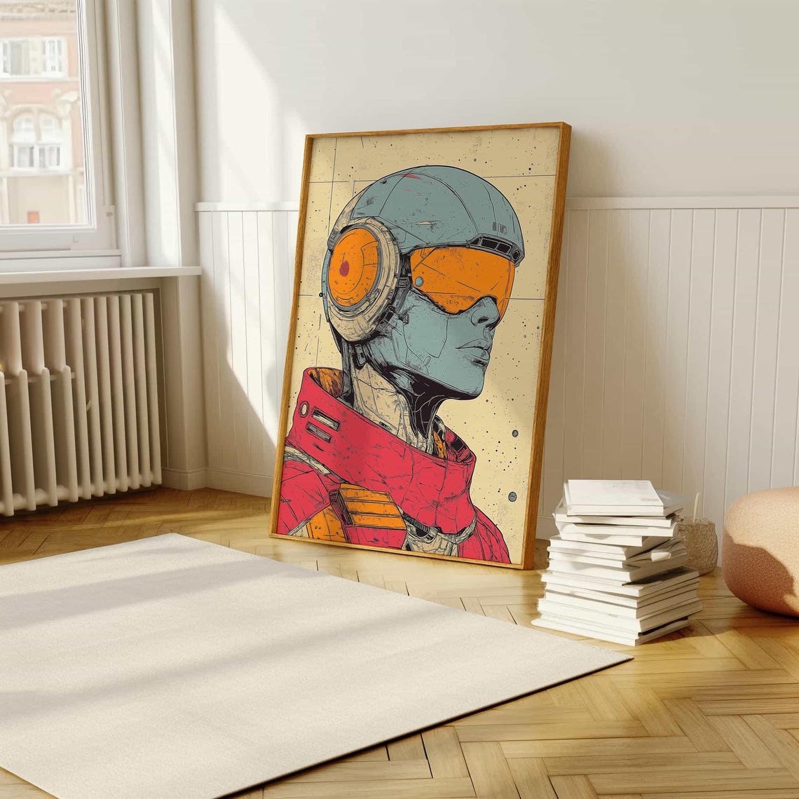 Retro Sci Fi Astronaut Portrait With Orange Visor Comic Art Poster - Image 5