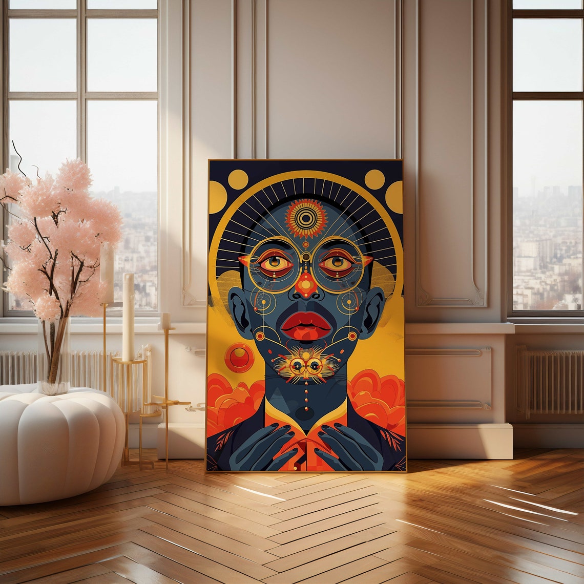 Cosmic Celestial Portrait Mystical Psychedelic Abstract Art Poster - Image 4