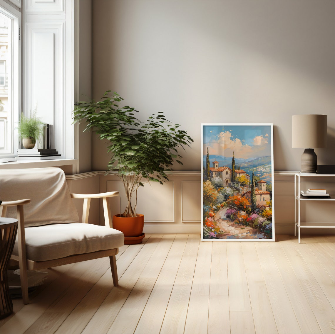 Charming Italian Village With Cypress Trees Tuscan Hills Poster - Image 5