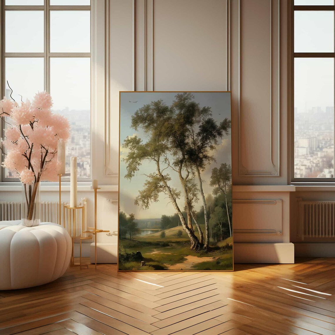 Birch Trees Summer Countryside Classic Oil Painting Scene Poster - Image 4