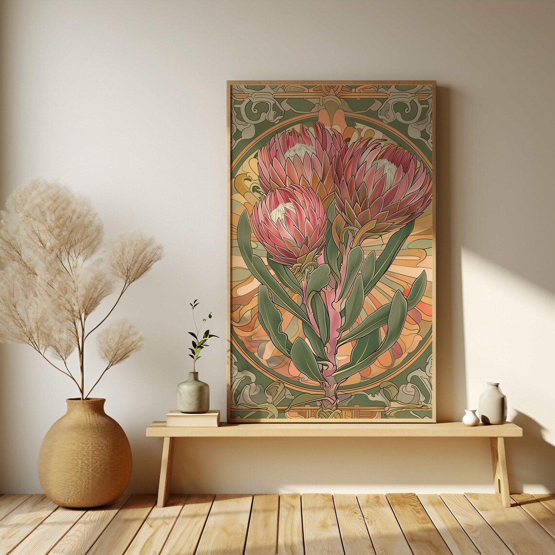 Art Nouveau Floral Protea Flower Botanical Poster - Image 5