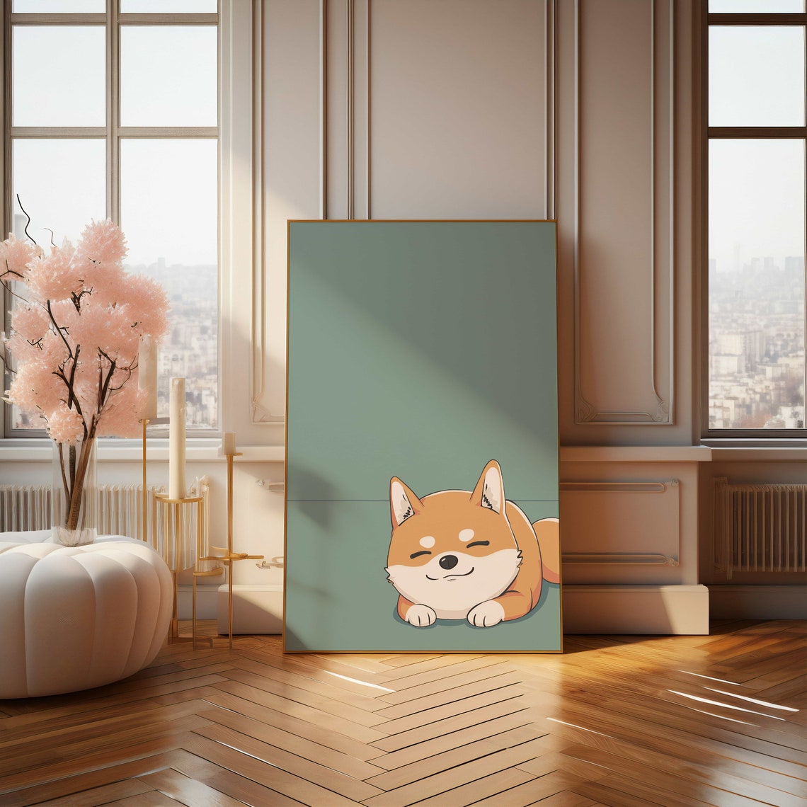 Cute Sleeping Shiba Inu Dog Loaf Cartoon Illustration Poster - Image 4