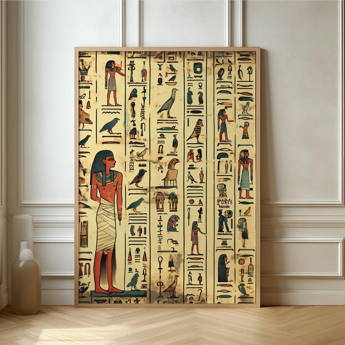 Ancient Egyptian Hieroglyphs Papyrus Style History Art Poster