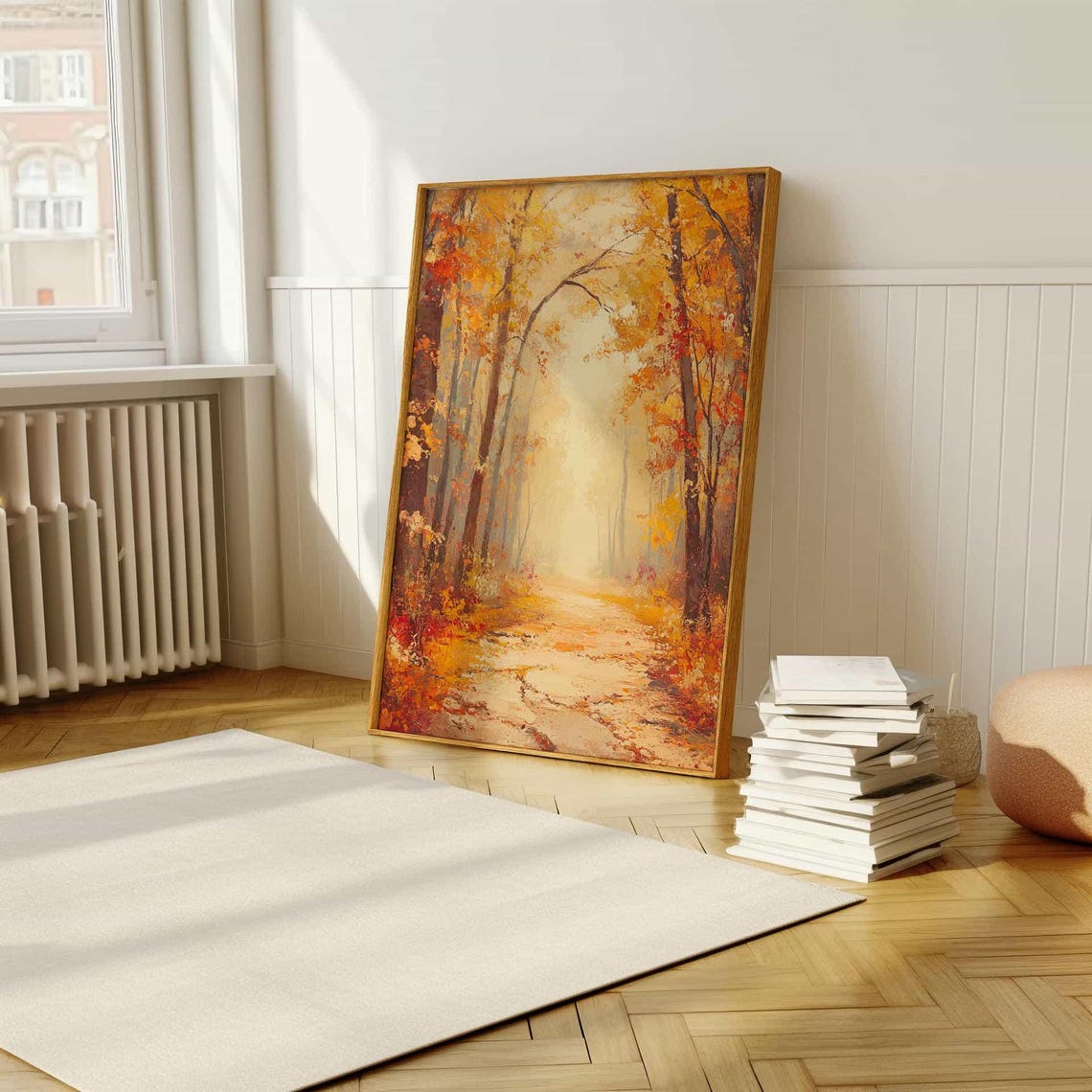 Golden Autumn Forest Path Impressionist Fall Foliage Painting Poster - Image 5
