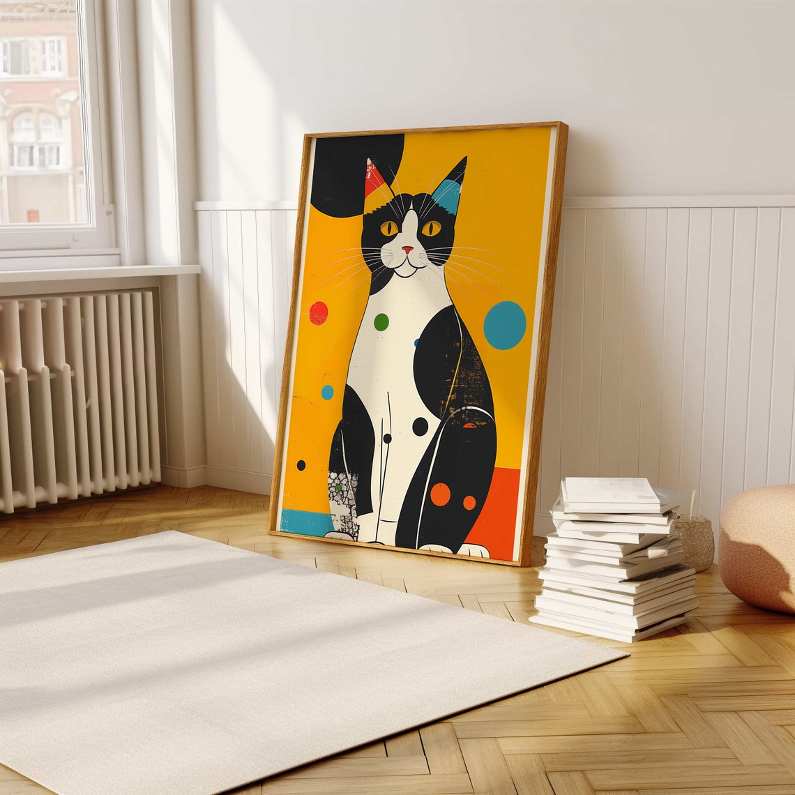 Vibrant Cat Print Abstract Geometric Wall Art Perfect For Adding A Touch Of Cheer To Any Room - Image 5