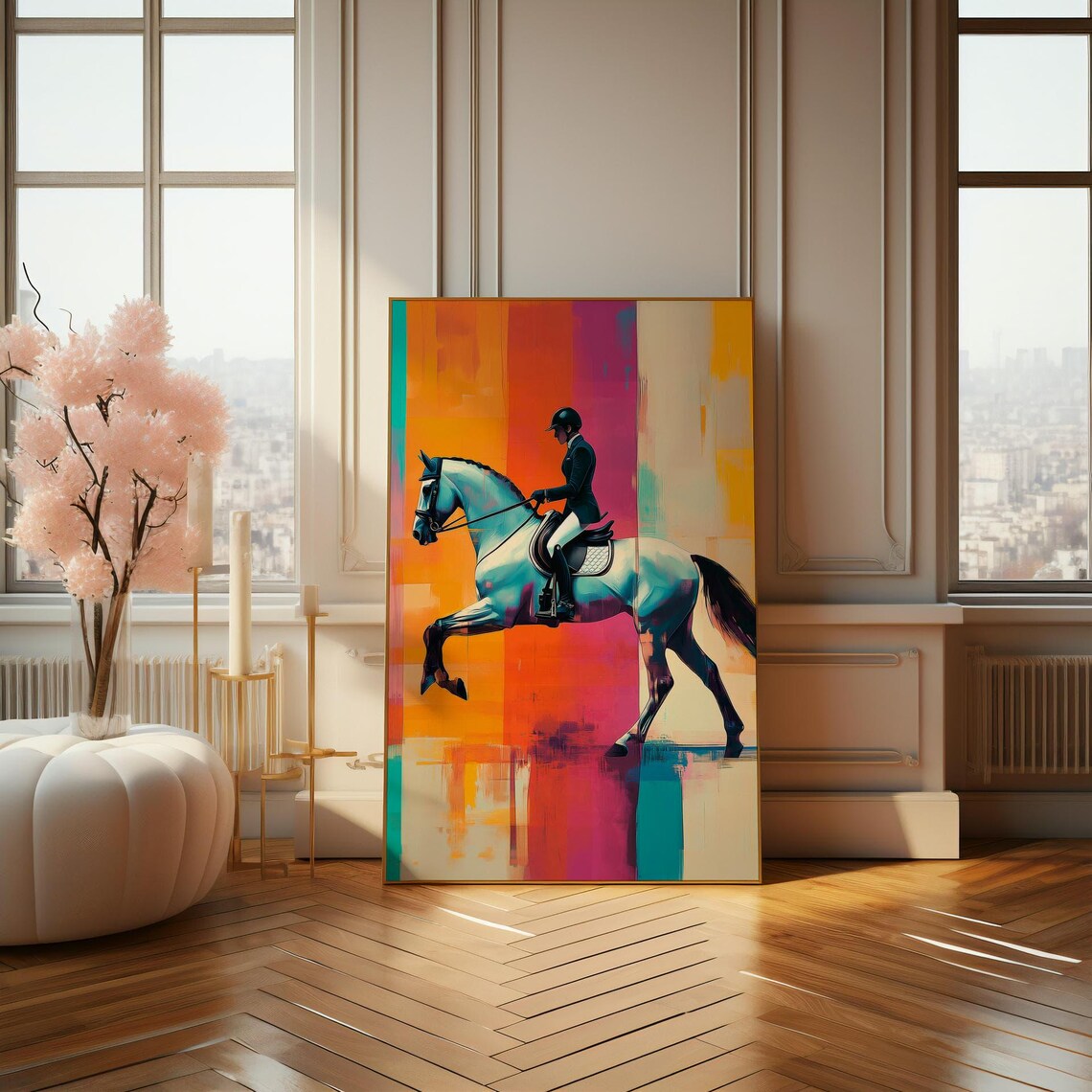 Dressage Rider on White Horse Bold Pop Art Equestrian Sport Poster - Image 4