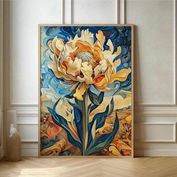 Modern Abstract Flower Poster, Vibrant Floral Dream
