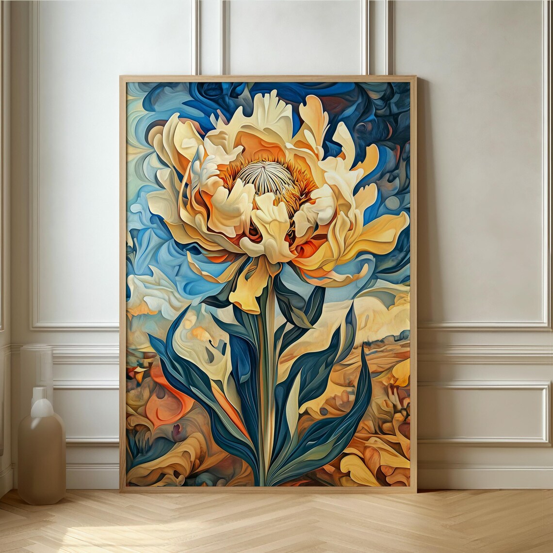 Modern Abstract Flower Poster, Vibrant Floral Dream