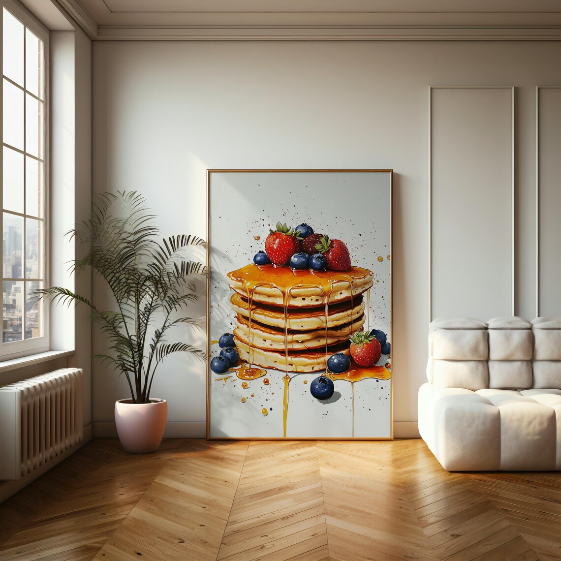 Delicious Pancake Stack With Berries And Dripping Syrup Food Poster - Image 2