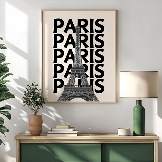 Paris Travel Print Eiffel Travel Print Retro Wall Print Eiffel Tower Print Home Wall Decor Cute Wall Art Trendy Wall Art