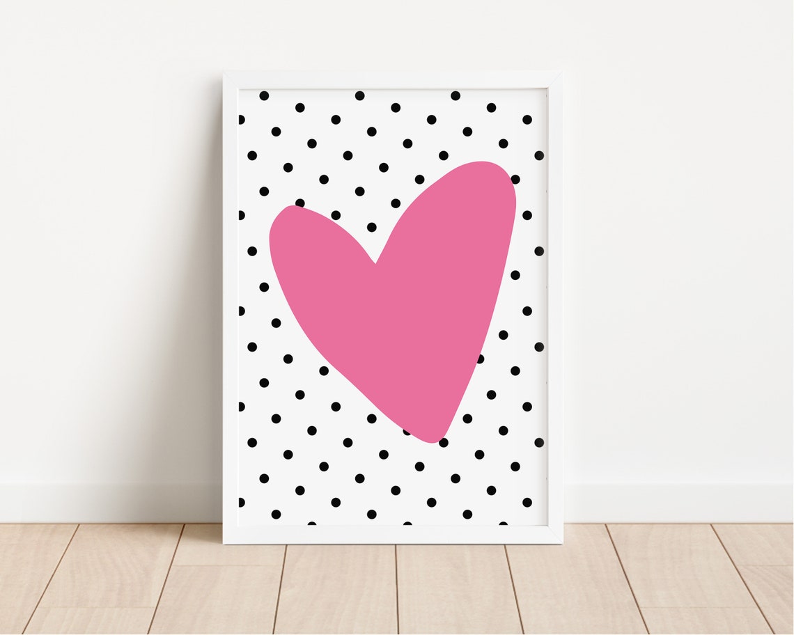 Pink Love Heart Kids Art Print Girls Room Decor Retro Love Heart Print Nursery Wall Art Decor Kids Room Print Playroom Wall Decor - Image 4
