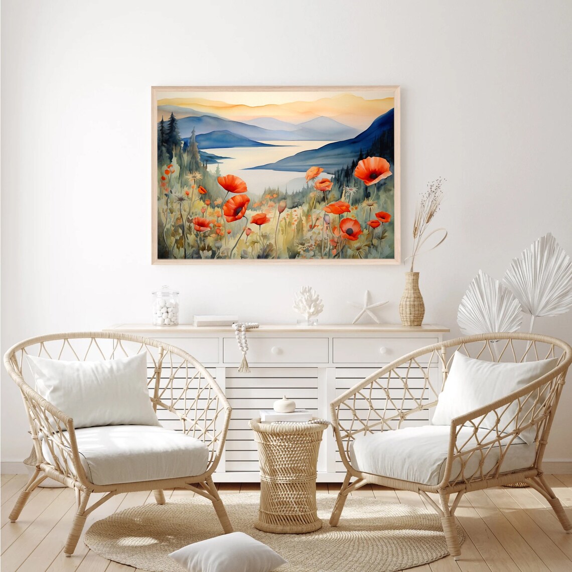 Columbia Gorge Watercolor Landscape Art Print - Image 2