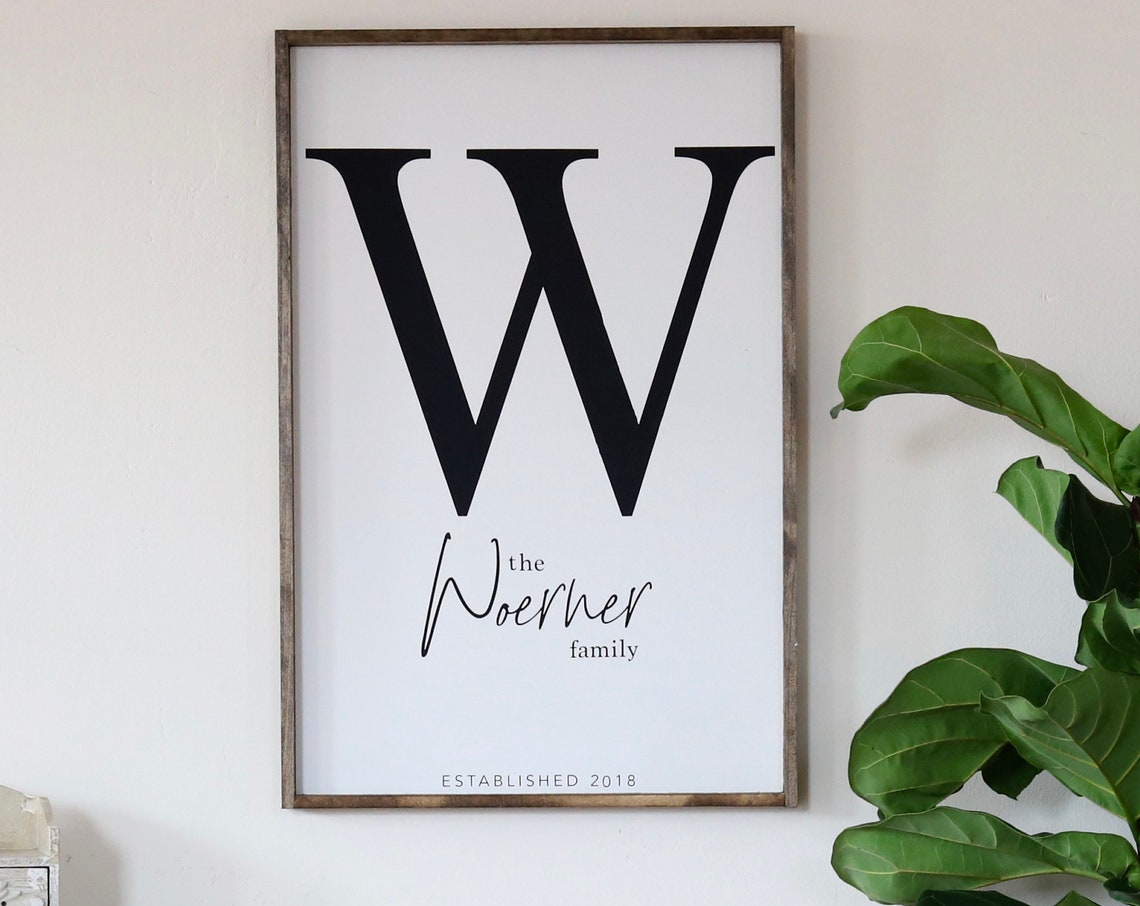 Monogram Initial Family Name Established Farmhouse Sign Poster