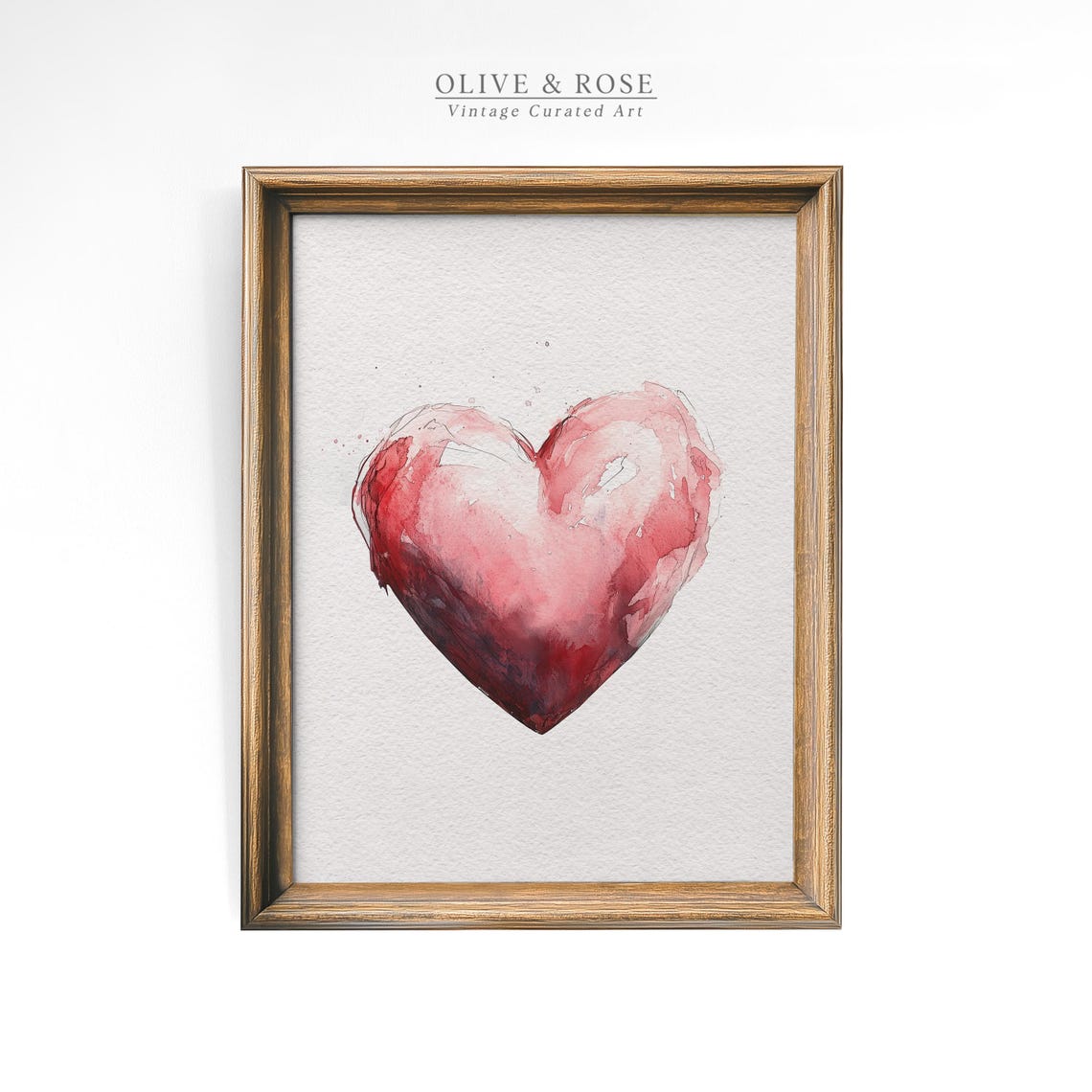Pink Watercolor Heart Minimalist Romantic Valentine Wall Art