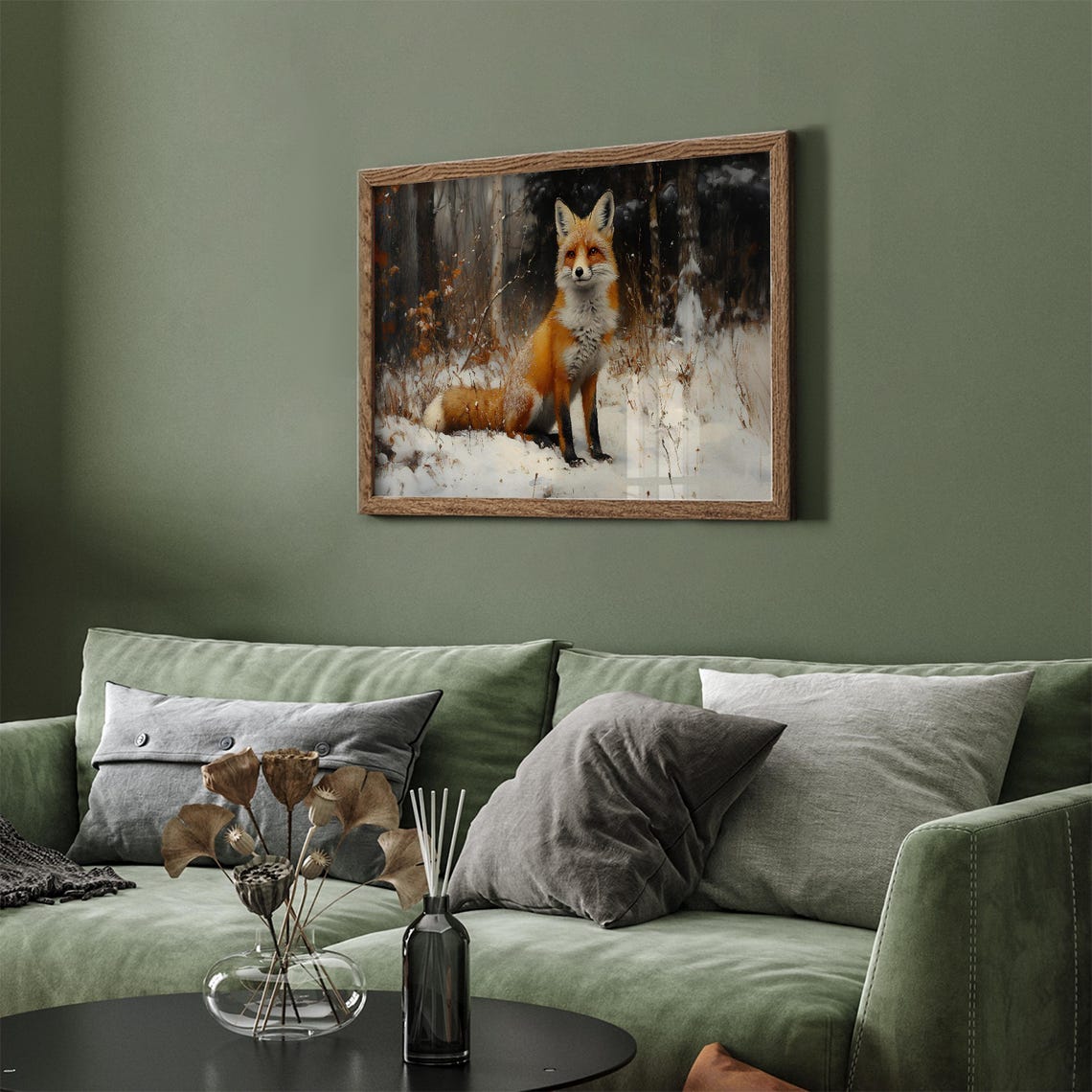 Vintage Fox In Snow Frame Tv Art Fox Oil Painting Winter Frame Tv Art Country Farmhouse Screensaver Woodland Animal - Image 3